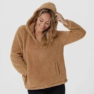 Koolaburra by UGG Sherpa Fleece Half Zip Hoodie Tan Size M